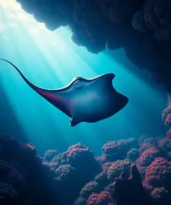 Deep Coral Manta Shadow Paint By Numbers