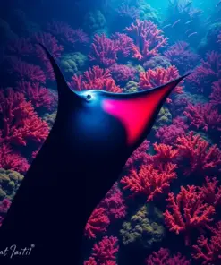 Deep Coral Manta Shadow paint by numbers