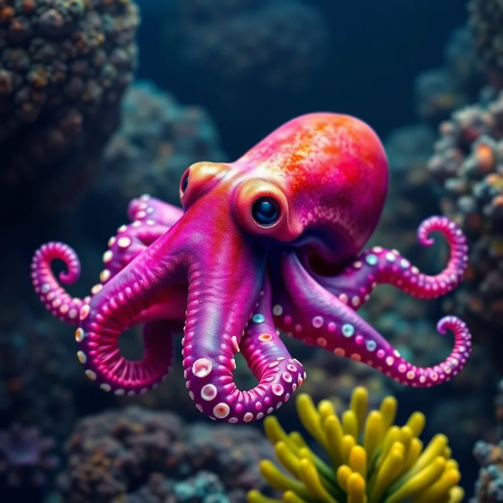 completed artwork display Deep Sea Cephalopod paint by numbers