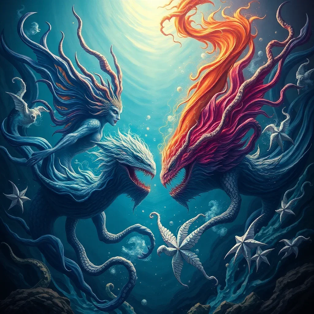 completed artwork display Deep Sea Duel paint by numbers