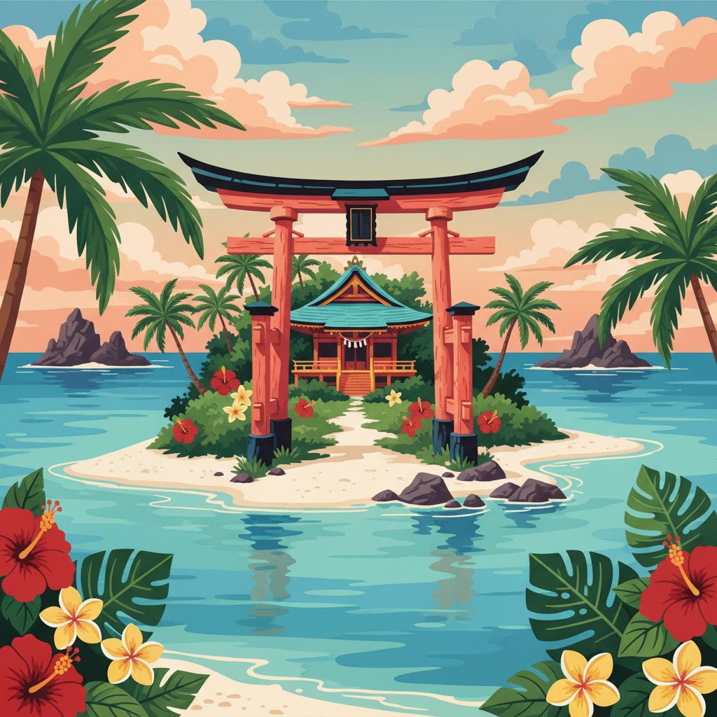 deep-southern-island-shrine-paint-by-numbers-kit-tropical-torii