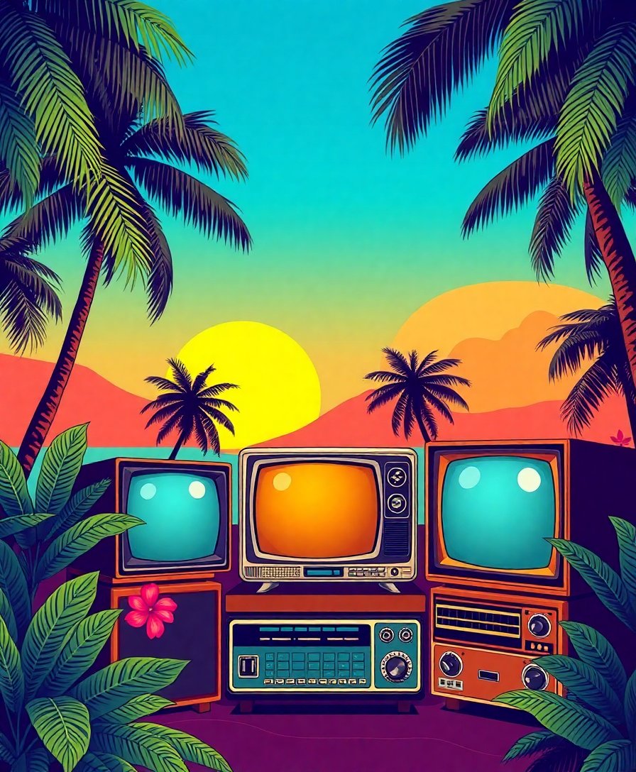 Deep Tropical Transmission Station Paint By Numbers Kit completed