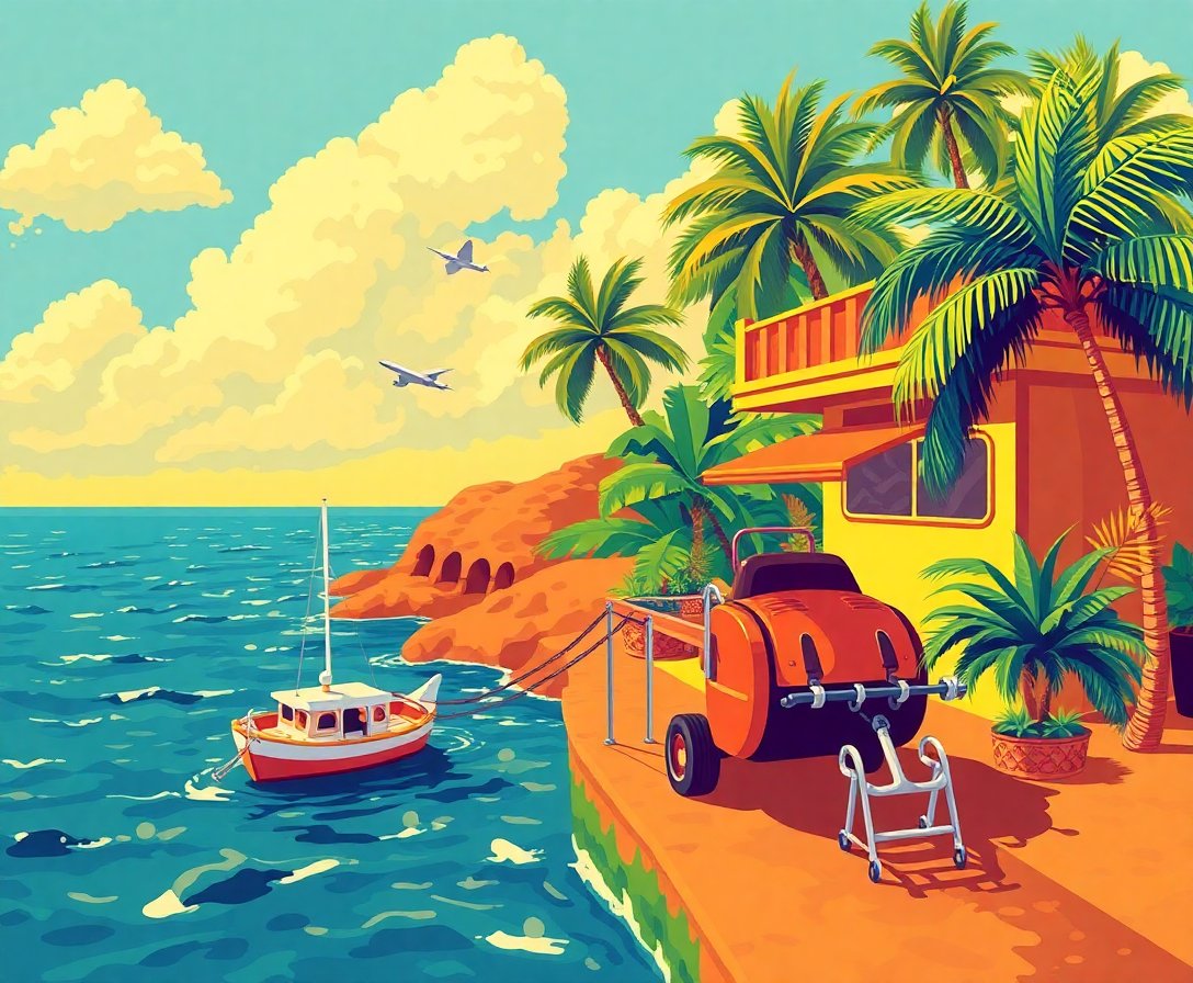 Departing The Golden Tropics Paint By Numbers Kit - Vintage completed