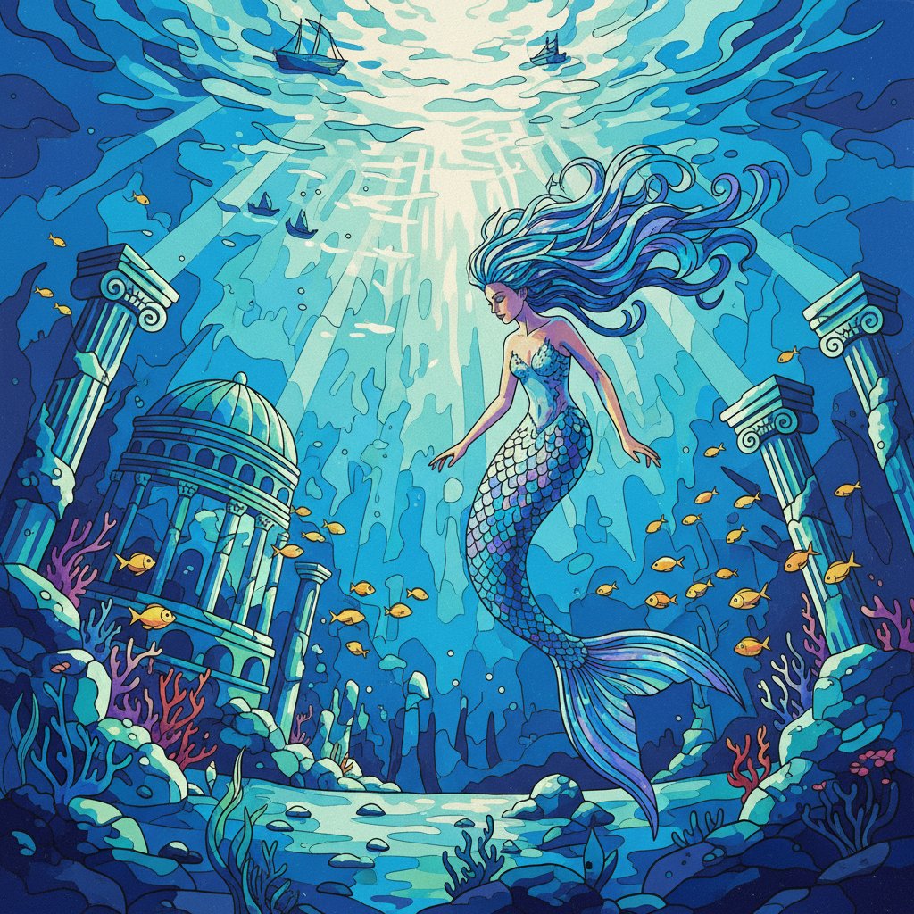 Descending Into Siren Waters Paint By Numbers Kit completed