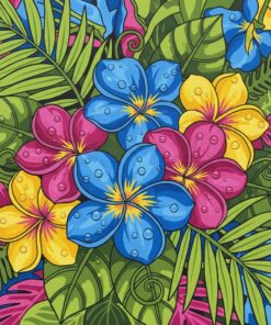 Dewy Tropical Spring Blossoms Paint By Numbers