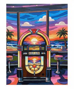 Diner Jukebox Ocean Sunset Paint By Numbers