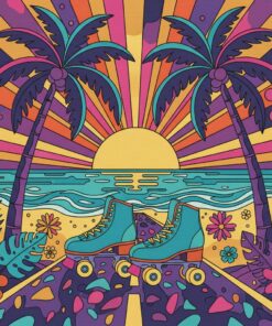 Disco Wheels Tropic Palms Paint By Numbers