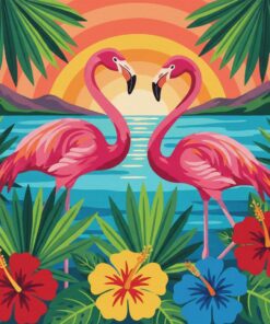 Discover Retro Tropical Flamingos Paint By Numbers