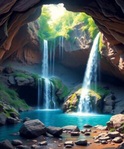 Discovering Realistic Waterfall Caves Paint By Numbers