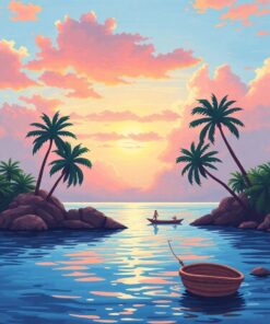 Distant Tropical Vintage Seascape Paint By Numbers