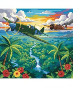 Dogfight Over Lush Tropics Paint By Numbers