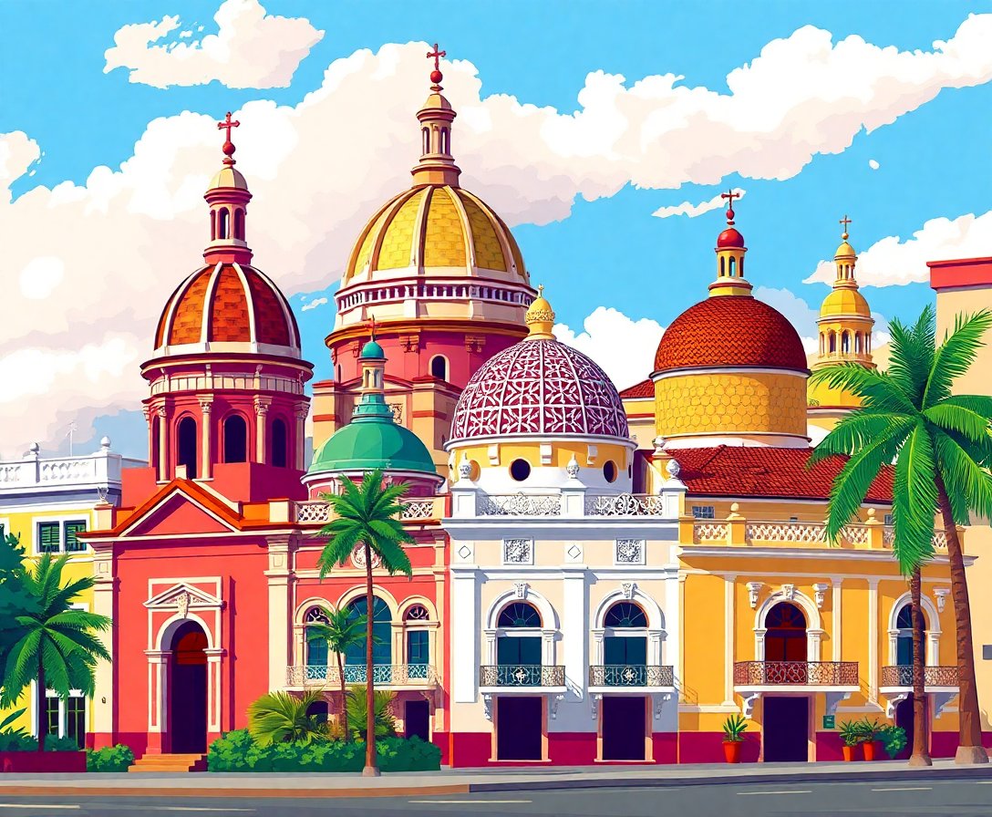 Domes Of Old Havana Paint By Numbers - Heritage Art Kit completed