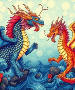 Dragons of Vintage Shores Paint By Numbers
