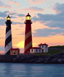 Vintage Lighthouses Paint Numbers