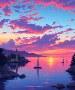 Dusk Over Island Citadel Paint By Numbers