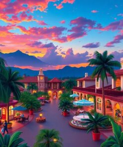 Dusk Over Tropical Plazas Paint By Numbers