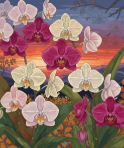 Dusk Over Vintage Orchids Paint By Numbers