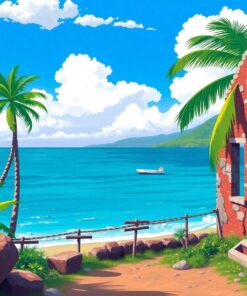 Dusty Tropical Roadside Ruins Paint By Numbers