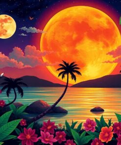 Eclipsing Tropical Harvest Moon Paint By Numbers