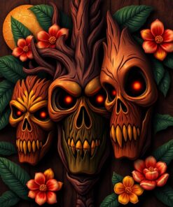 Carved Faces Paint Numbers