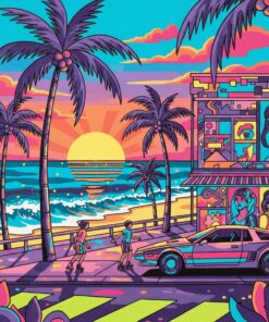 Eighties Beachfront Street Art Paint By Numbers