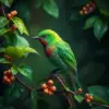 Emerald Bird On Vine paint by numbers