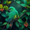 Emerald Bird On Vine Paint By Numbers