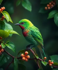 Emerald Bird On Vine paint by numbers