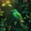 Emerald Bird On Vine Paint By Numbers