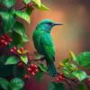 Emerald Bird On Vine Paint By Numbers
