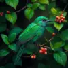 Emerald Bird On Vine Paint By Numbers