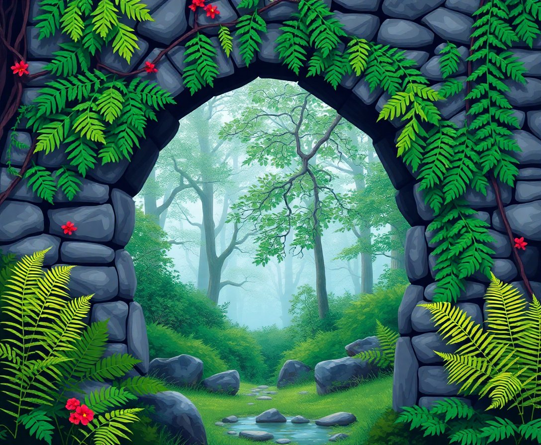 emerald-fern-stone-arch-paint-by-numbers-woodland-art