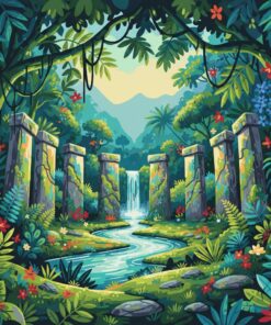 Emerald Jungle Stone Circle Paint By Numbers