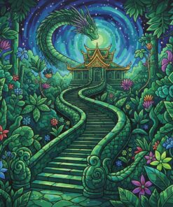 Emerald Naga Temple Stairs Paint By Numbers