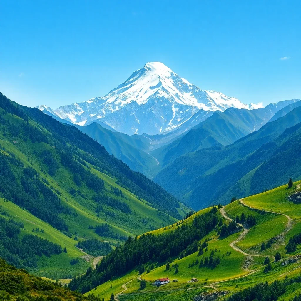 Emerald Slopes Below Kangchenjunga Paint By Numbers Kit completed