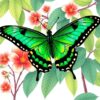 Emerald Swallowtail Botanical Study Paint By Numbers