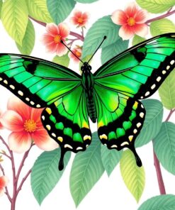 Emerald Swallowtail Botanical Study Paint By Numbers