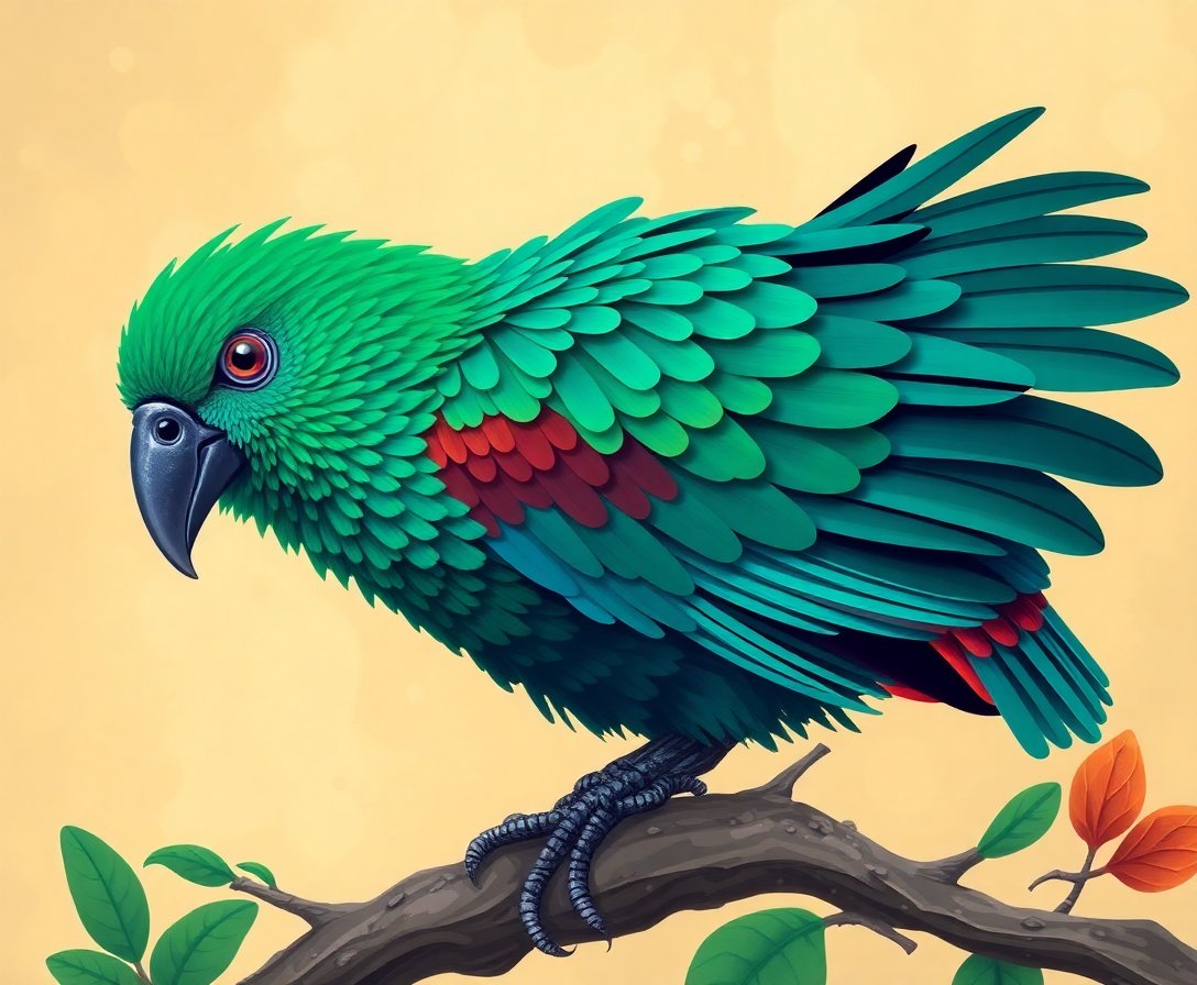 Emerald Toucanet Vintage Storm paint by numbers kit completed