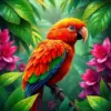 Emerald Tropical Bird Haven Paint By Numbers