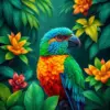 Emerald Tropical Bird Haven Paint By Numbers