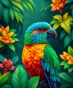 Emerald Tropical Bird Haven Paint By Numbers