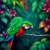 Emerald Tropical Bird Haven paint by numbers