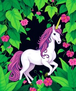 Unicorn Vines Paint Numbers