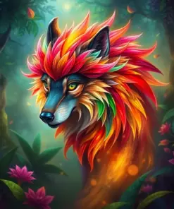 Enchanted Tropic Wolf Paint By Numbers