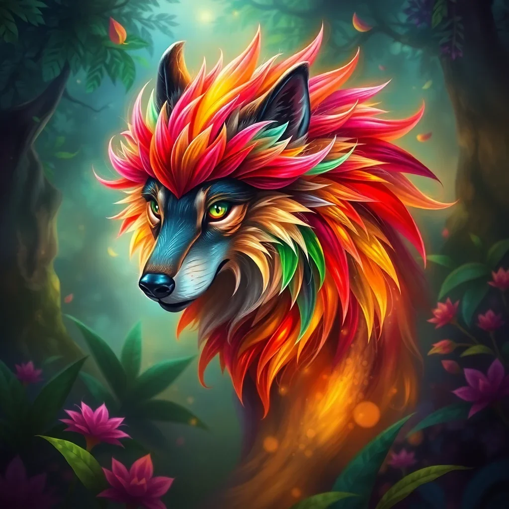 enchanted-tropic-wolf-paint-by-numbers-paint-by-numbers Enchanted Tropic Wolf Paint By Numbers