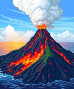 Island Volcano Paint Numbers