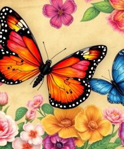 Escaping Vintage Botanical Butterflies Paint By Numbers