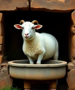 Ewe At Antique Trough Paint By Numbers