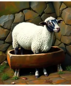 Ewe At Antique Trough Paint By Numbers