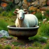 Ewe At Antique Trough Paint By Numbers